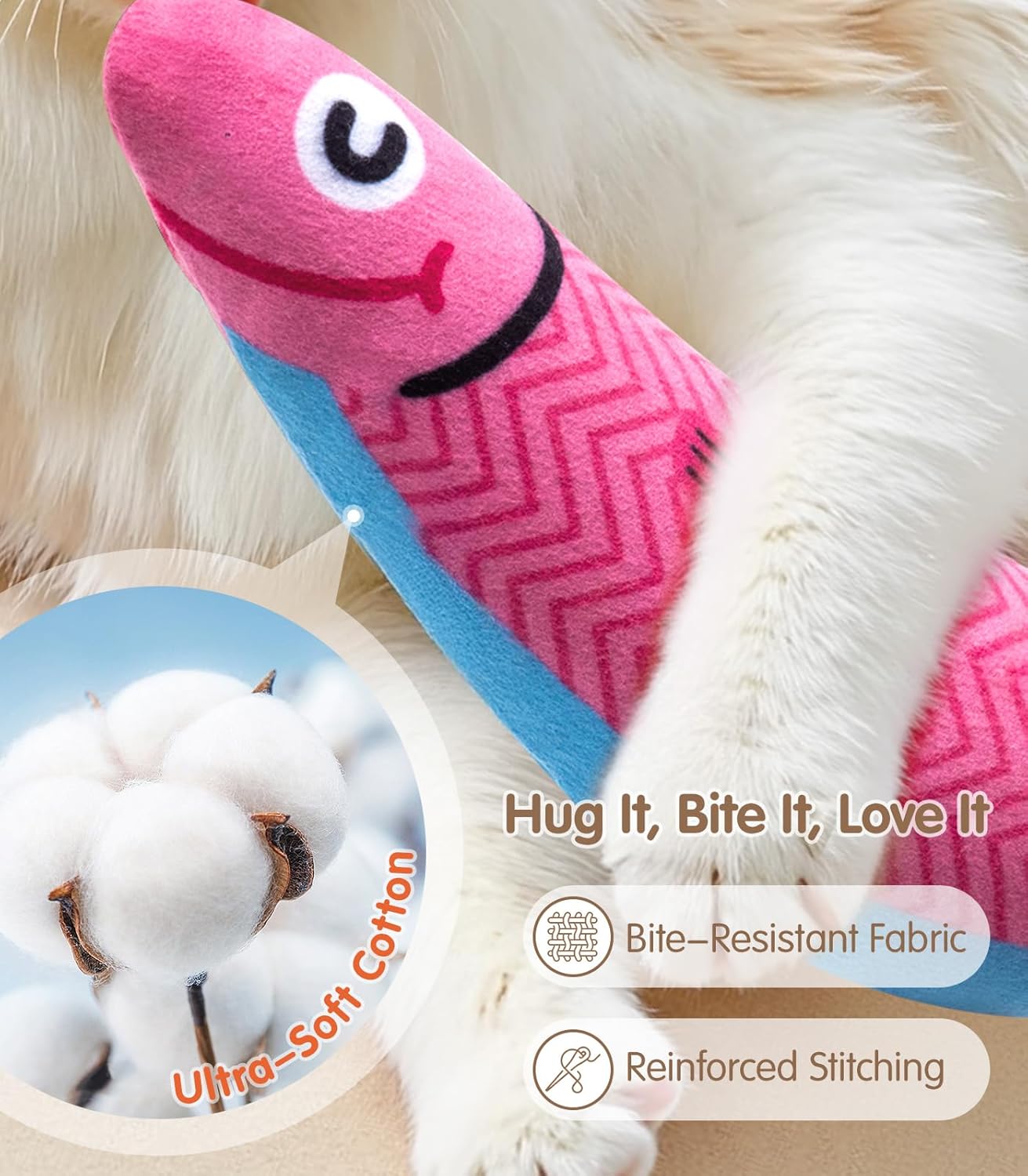 Interactive Catnip Kicker Fish Toys (2-Pack) ā Crinkle & Rattle Plush Chew Toys for Cats & Kittens