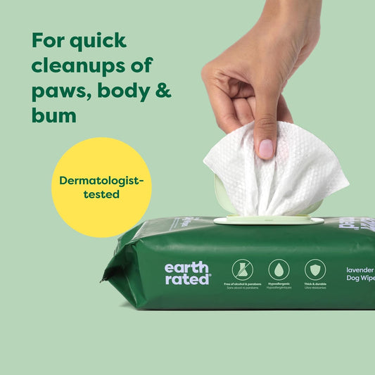 Eco-Friendly Lavender Dog Wipes – Hypoallergenic Grooming & Paw Care (100 Count)