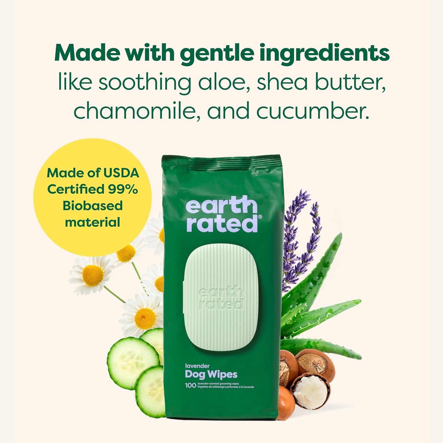 Eco-Friendly Lavender Dog Wipes – Hypoallergenic Grooming & Paw Care (100 Count)
