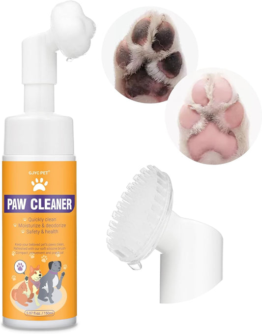 No-Rinse Foaming Paw Cleaner with Brush – Gentle Rose Extract Wash for Dogs & Cats (5oz)