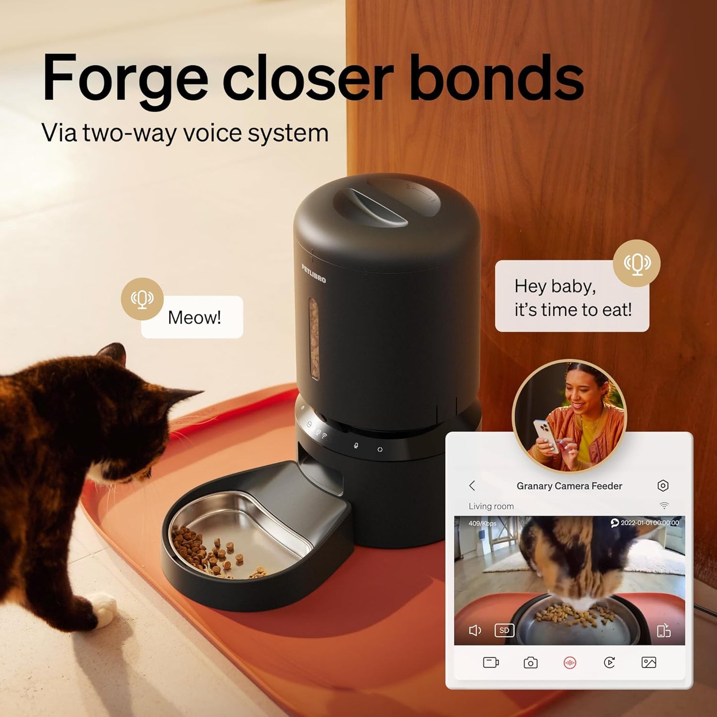 Smart Automatic Pet Feeder with Camera – 1080P WiFi, 2-Way Audio, Night Vision & Motion Alerts