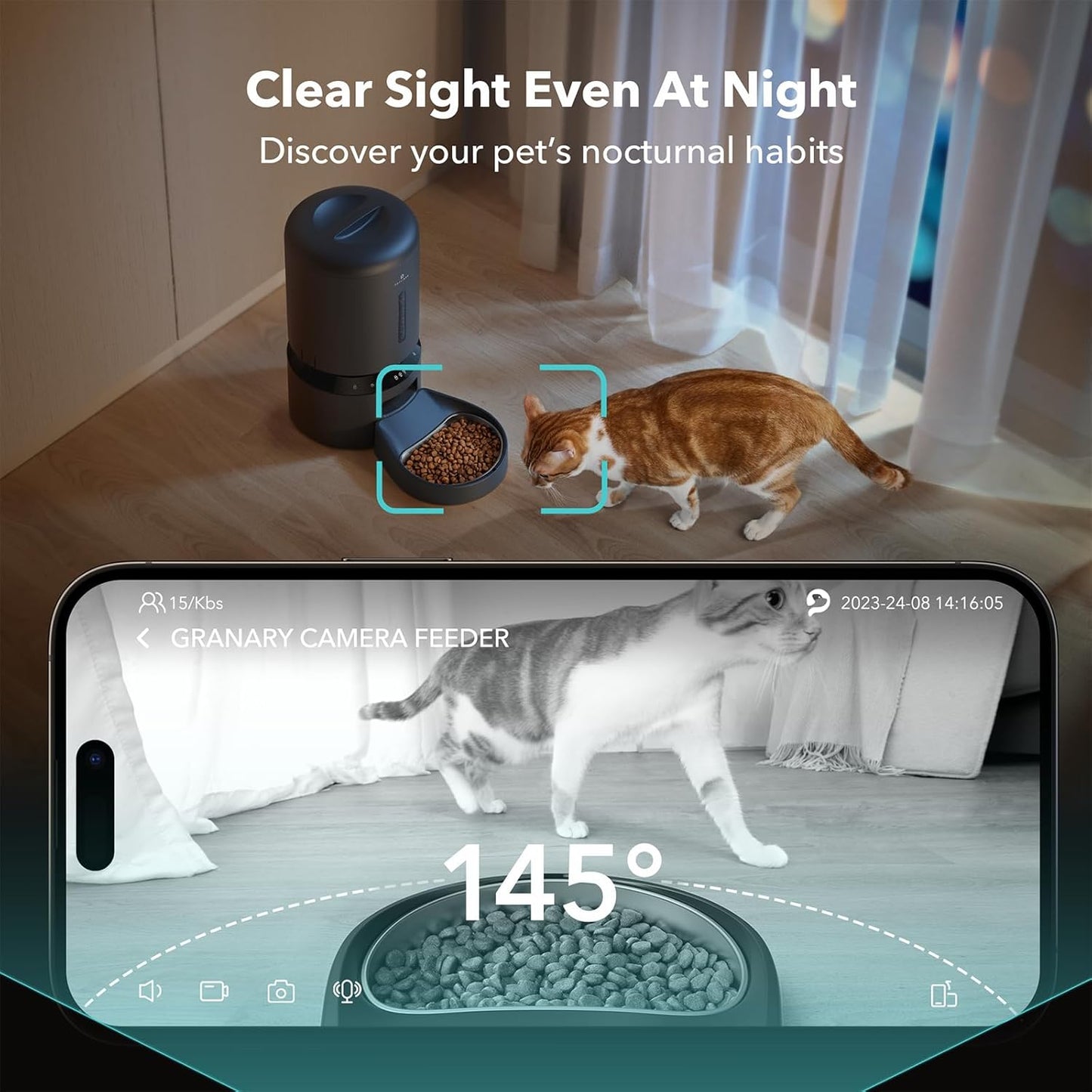 Smart Automatic Pet Feeder with Camera – 1080P WiFi, 2-Way Audio, Night Vision & Motion Alerts