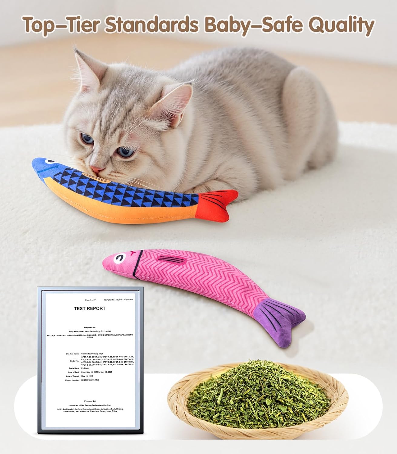 Interactive Catnip Kicker Fish Toys (2-Pack) – Crinkle & Rattle Plush Chew Toys for Cats & Kittens