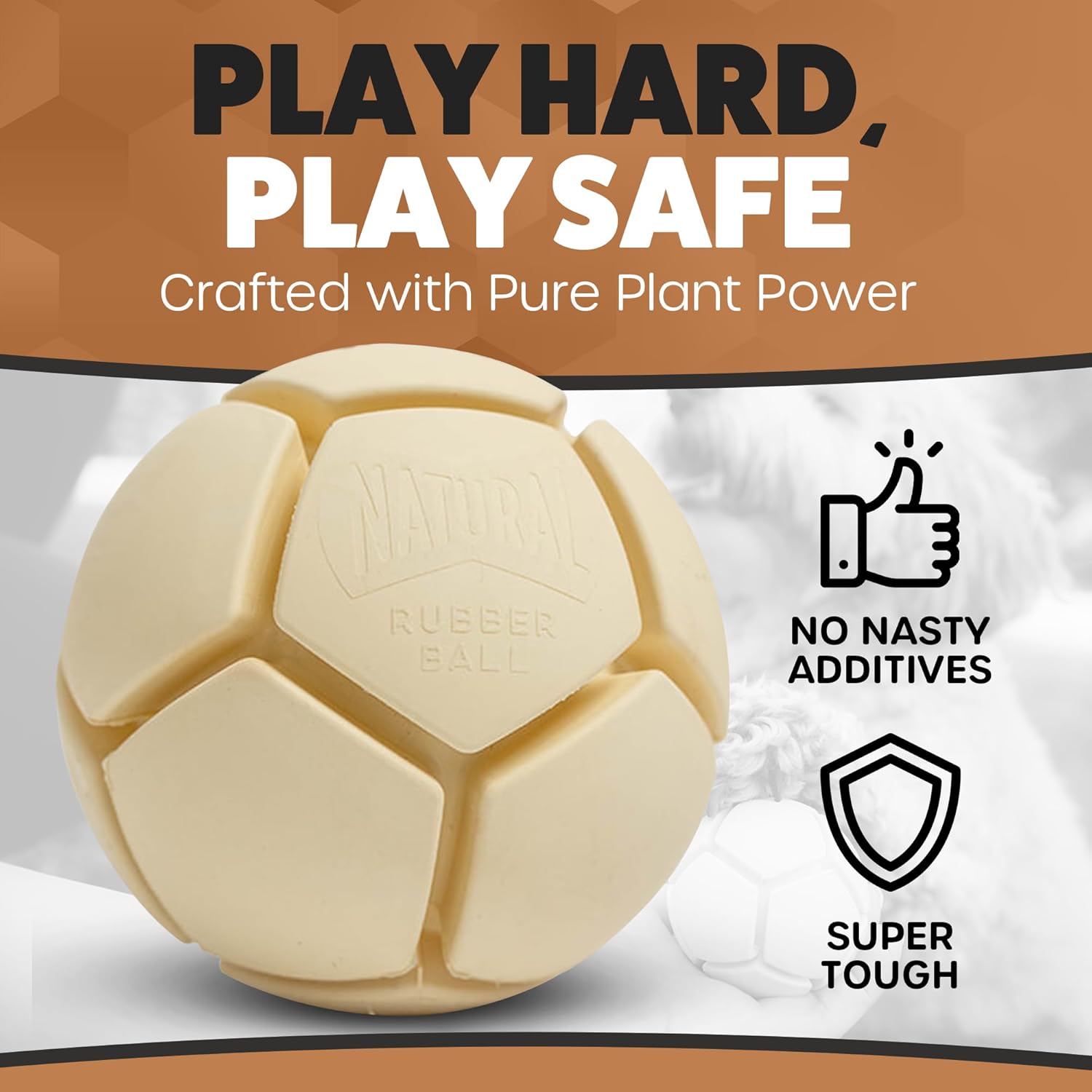 Eco-Friendly Natural Rubber Dog Ball – Durable Chew & Fetch Toy for Medium to Large Dogs