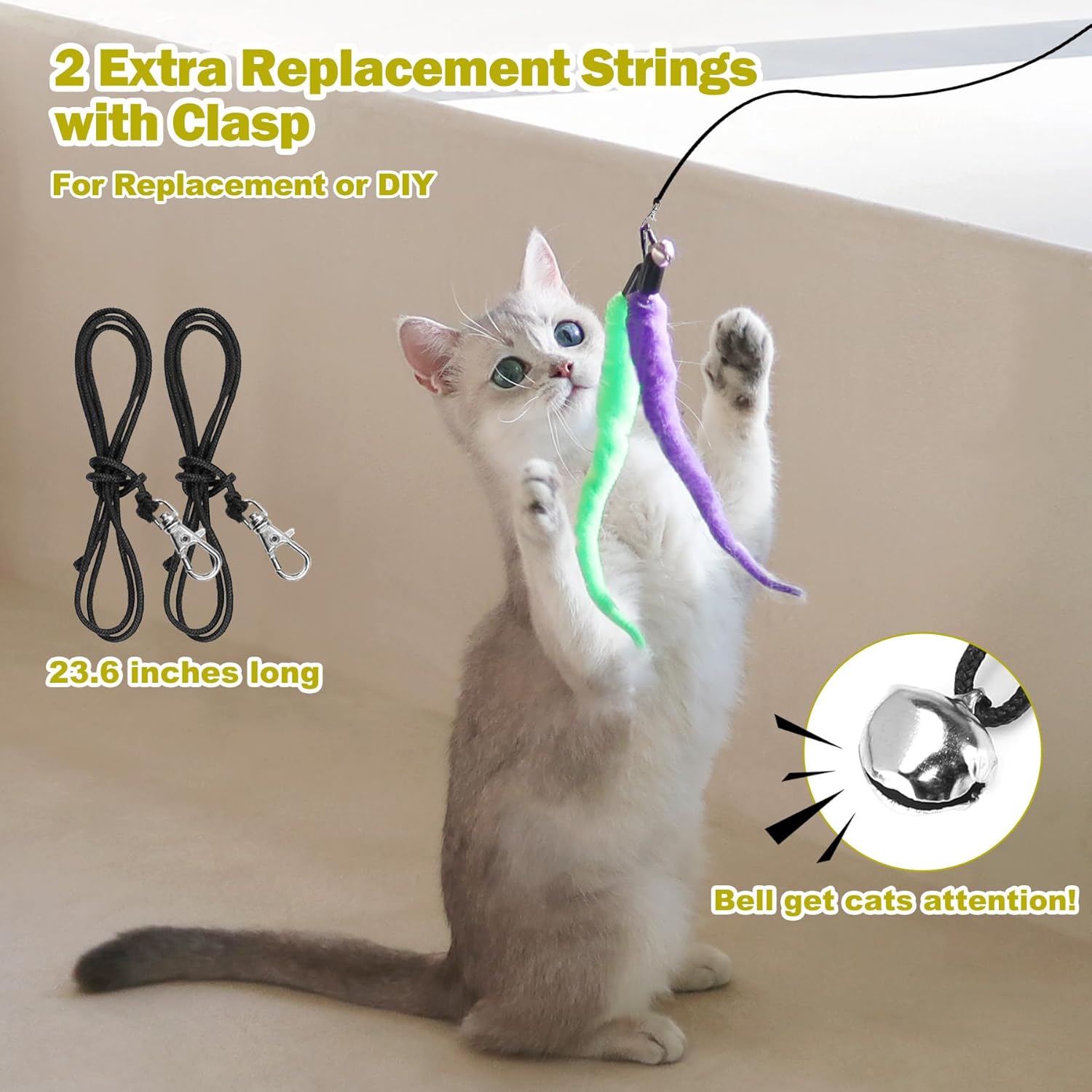 Interactive Cat Wand Toy with Feather Refills – Retractable Chase & Exercise Play for Indoor Cats